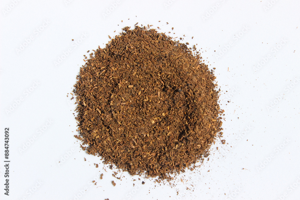 Tea leaf after blended and dried on isolated white background. Tea Powder. Black Tea Powder Tea leaf after blended and dried on isolated white background. Tea Powder. Black Tea Powder