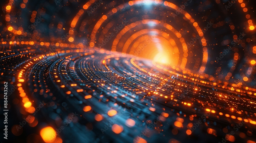 Tech Circles Illuminated in Darkness: 3D Visuals of Big Data and Technology Tech Circles Illuminated in Darkness: 3D Visuals of Big Data and Technology