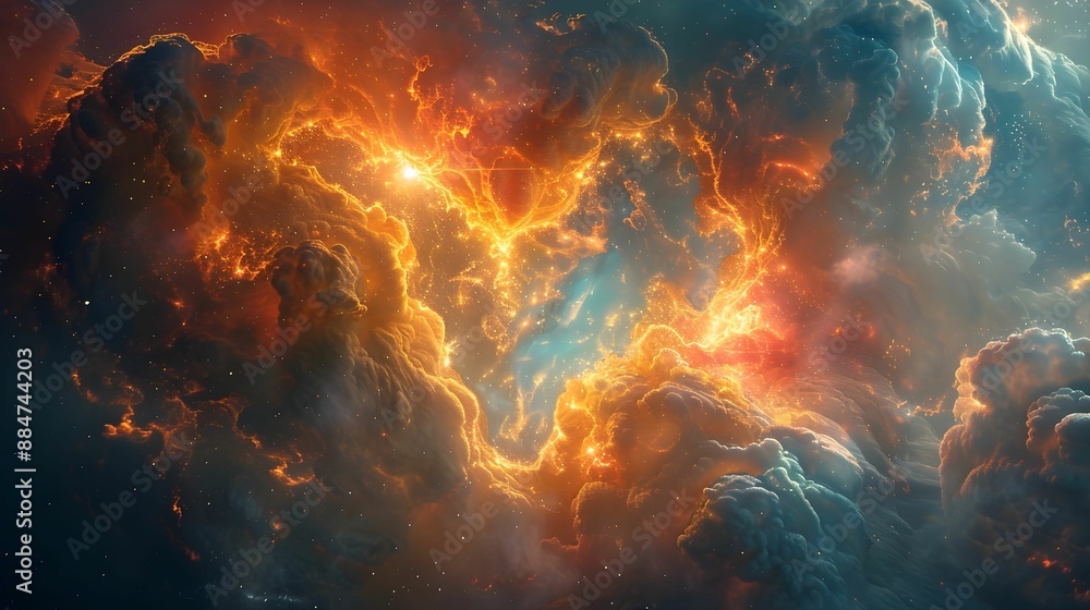 A galaxy of heart is surrounded by a cloud of pink, blue and red. A galaxy of heart is surrounded by a cloud of pink, blue and red.