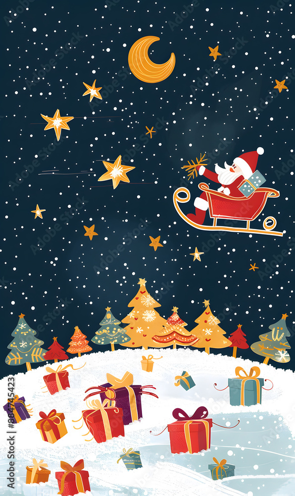 2D illustrated New Year card in a cute graphic style 2D illustrated New Year card in a cute graphic style