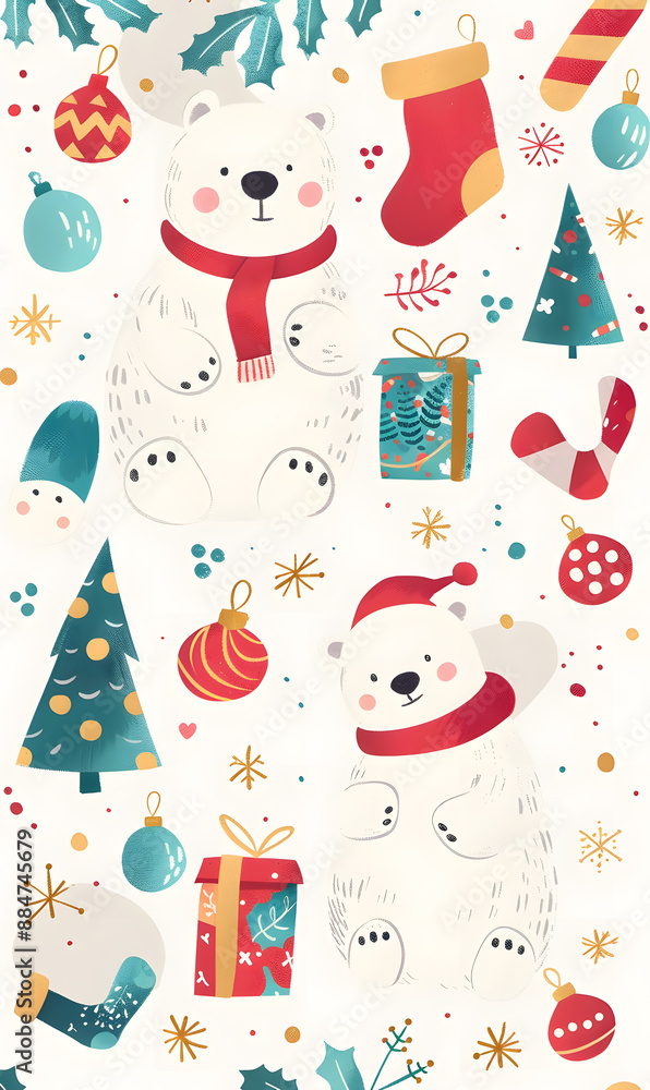 2D illustrated New Year card in a cute graphic style 2D illustrated New Year card in a cute graphic style