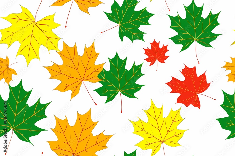 Fototapeta premium Colorful Autumn Maple Leaves Seamless Pattern.