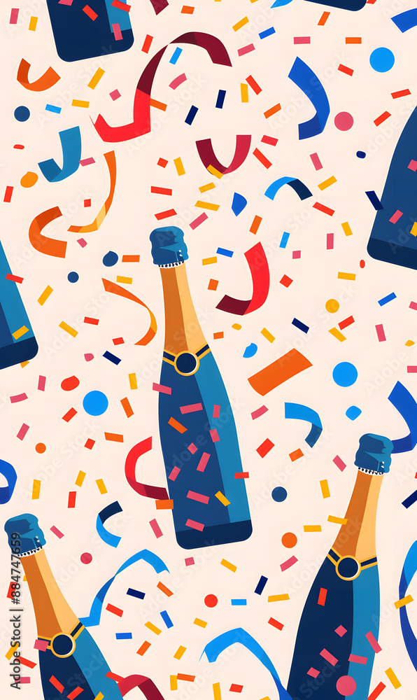 2D illustrated New Year card in a cute graphic style 2D illustrated New Year card in a cute graphic style