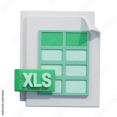 green white xls file 3d illustration