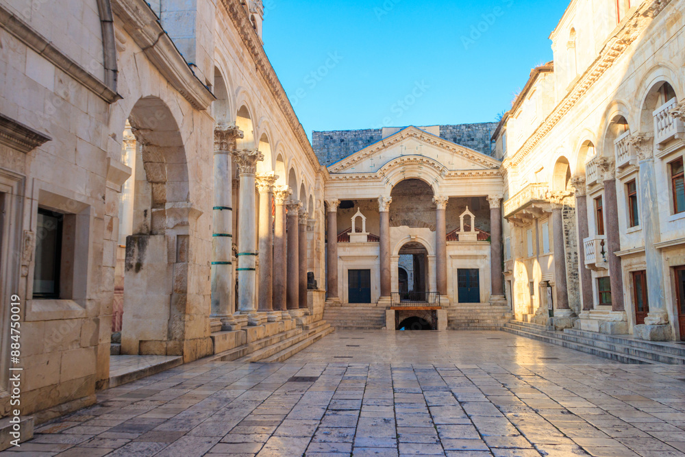 Peristil or Peristyle Square of the ancient Diocletian's Palace in the old town area of Split, Croatia Peristil or Peristyle Square of the ancient Diocletian's Palace in the old town area of Split, Croatia