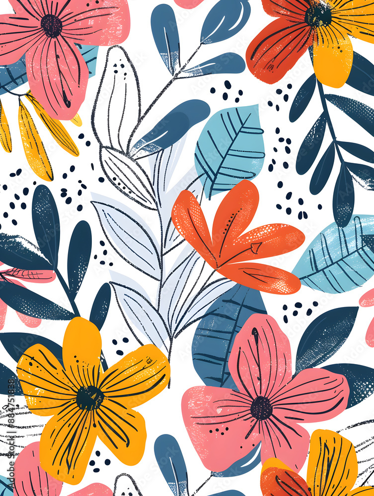 2D flower and leaf cards in various styles 2D flower and leaf cards in various styles