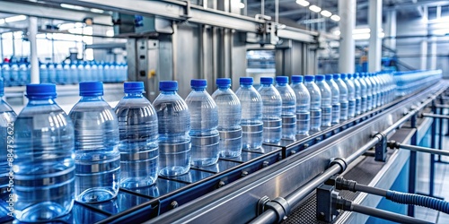 Efficient water bottle production line featuring conveyance strategies , water bottles