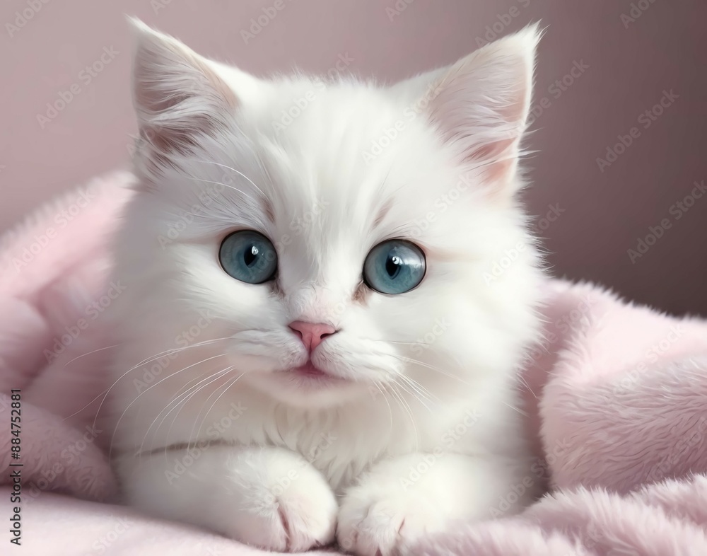 white kitten on a white background