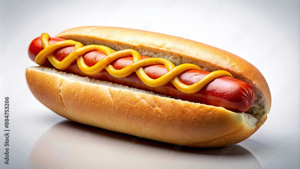 A hot dog isolated on a background, hot dog, background, American cuisine, fast food, snack, pork sausage, bun A hot dog isolated on a background, hot dog, background, American cuisine, fast food, snack, pork sausage, bun