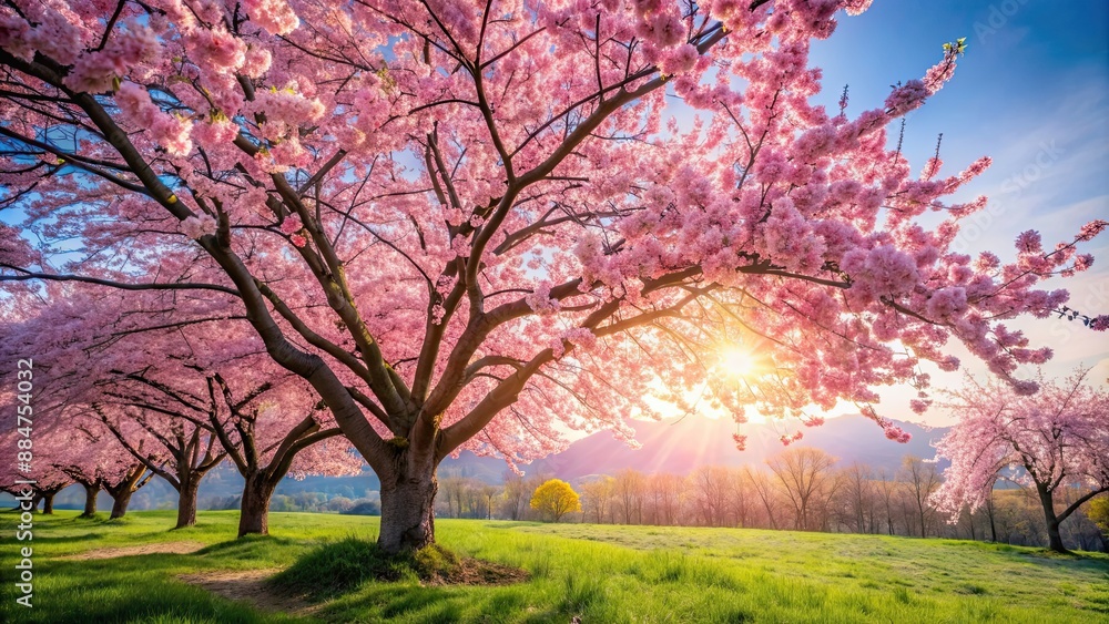 Beautiful blooming cherry blossom tree in spring , cherry blossom, tree, pink, flowers, spring, blooming, nature, petals
