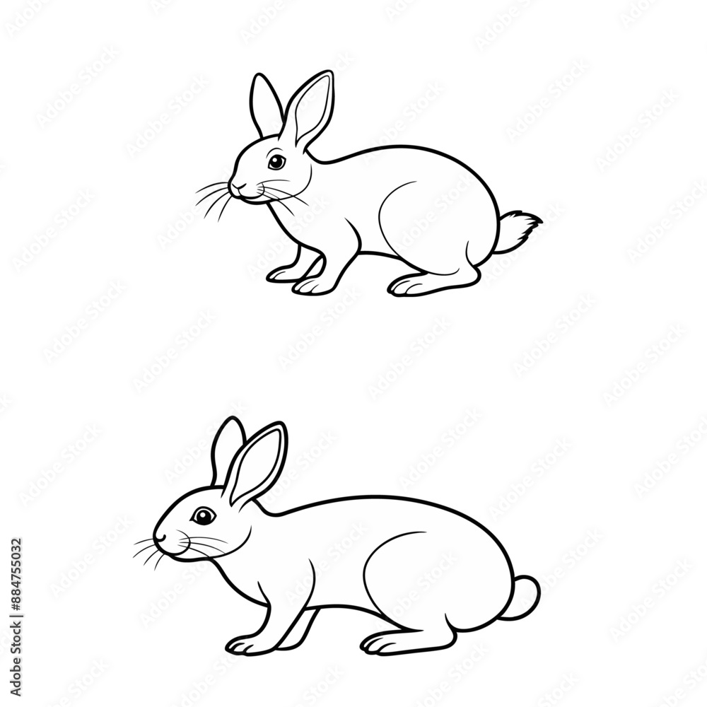Fototapeta premium Rabbit line art vector