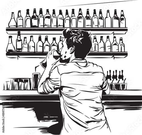 a man drinking at a bar