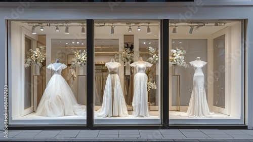 Bridal shop front display Sale on wedding gowns and accessories