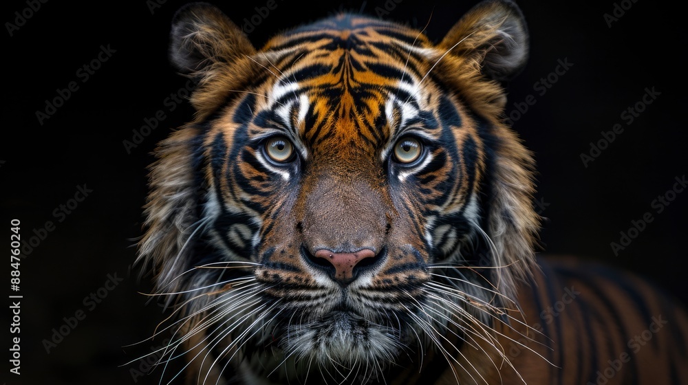 Fototapeta premium Sumatran tiger nose stock photo, capturing the powerful and fierce presence of this majestic predator