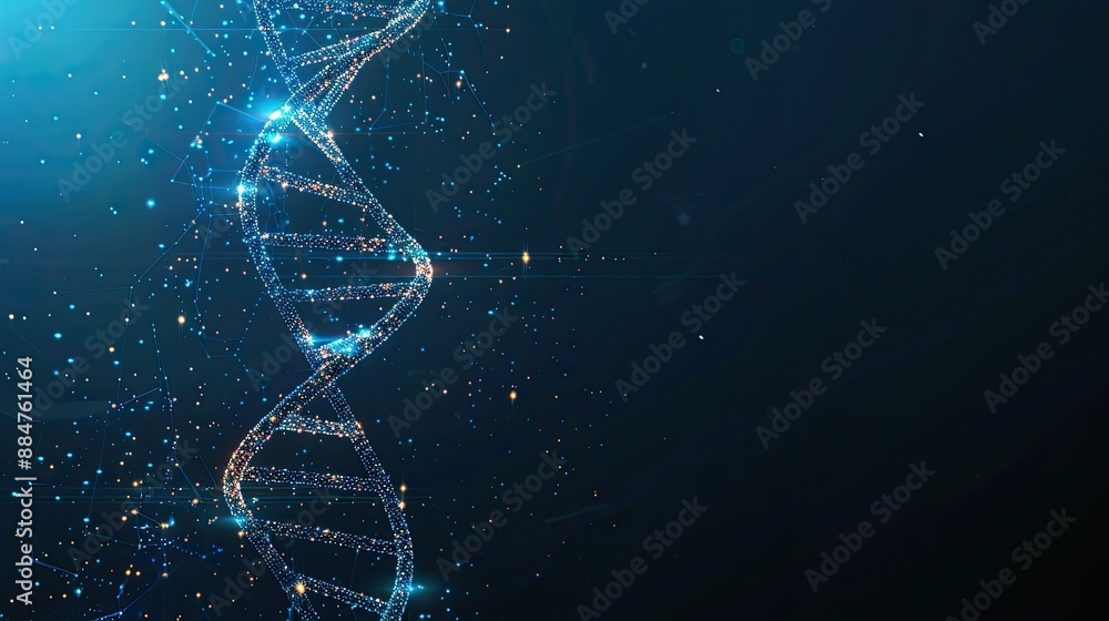 Hologram of a double helix of DNA in on the dark blue background. Stock ...