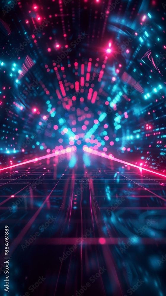 Fototapeta premium Digital Dreamscape: A Galactic Dance of Glowing Particles