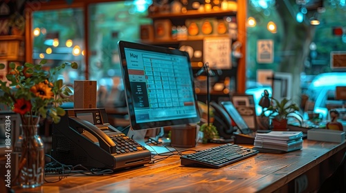 Cash Register Machine Positioned on Office Desk
