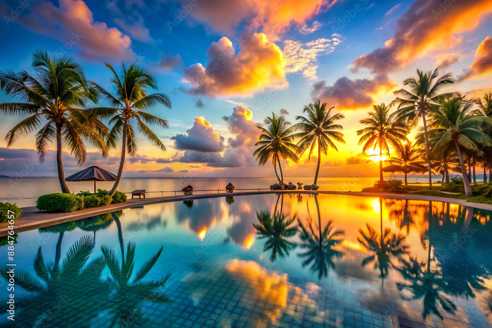 tropical sunset with trees tropical sunset with trees