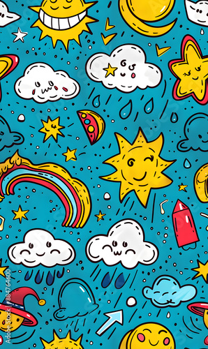 cartoon 2d illustrator doodle pattern, cute pattern in graphic seamless pattern
