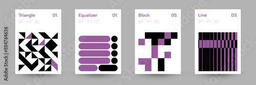 Set of swiss pattern posters design. Geometric shapes. Abstract Technology Vector Illustration.