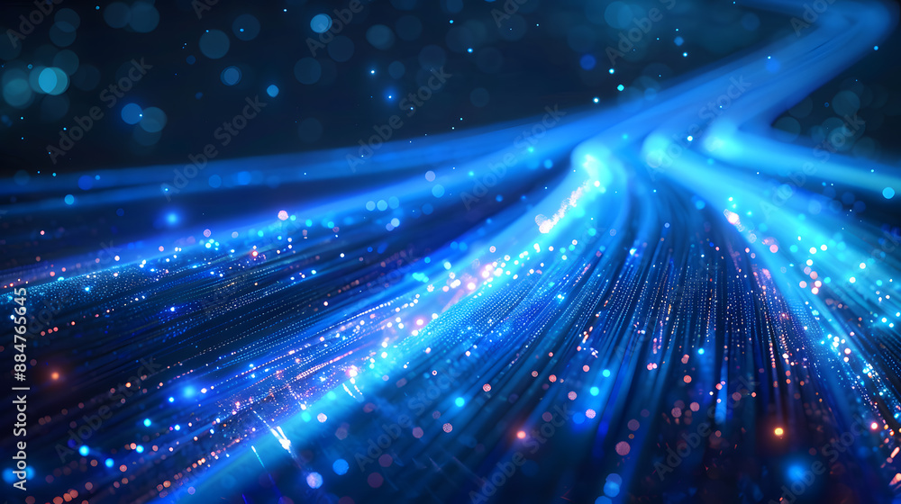 Fototapeta premium Blue light streak, fiber optic, speed line, futuristic background for 5g or 6g technology wireless data transmission, high-speed internet in abstract. internet network concept.