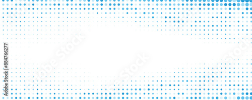 Abstract blue halftone dotted border
