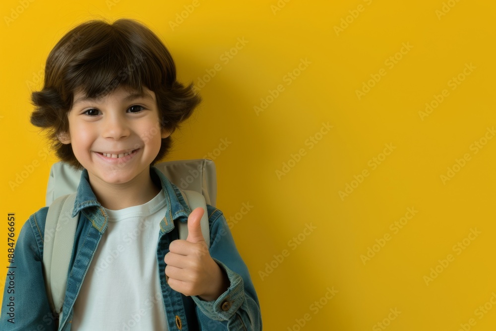 custom made wallpaper toronto digitalSmiling Child Against a Yellow Background with Thumbs Up
