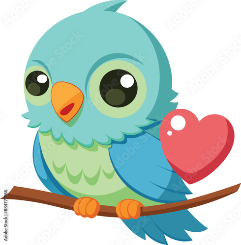 Adorable Cartoon Lovebird Vector. 