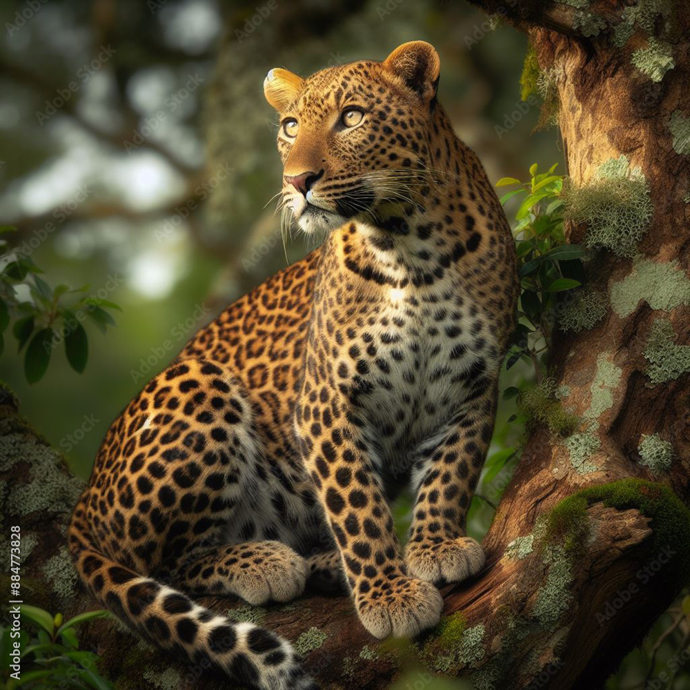 Naklejka premium leopard in the tree