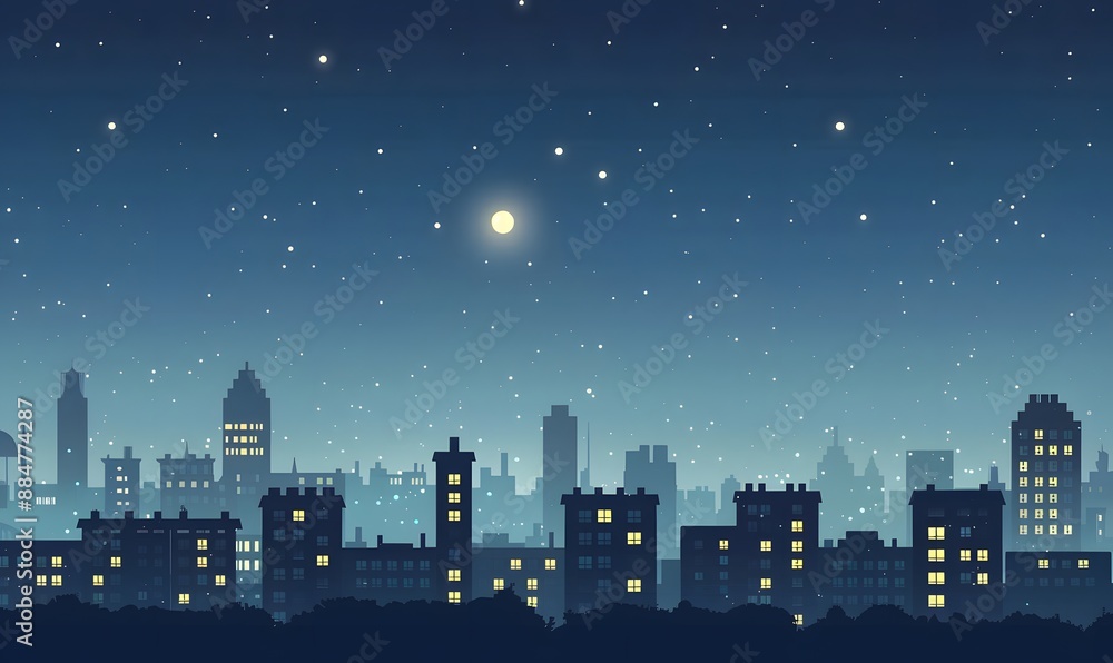 midnight city illustration, Generative AI midnight city illustration, Generative AI
