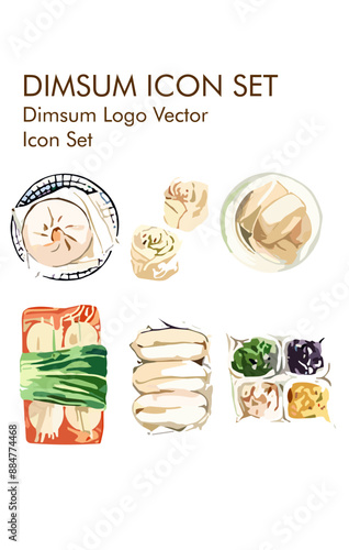 Dimsum recipe logo vector Icon set