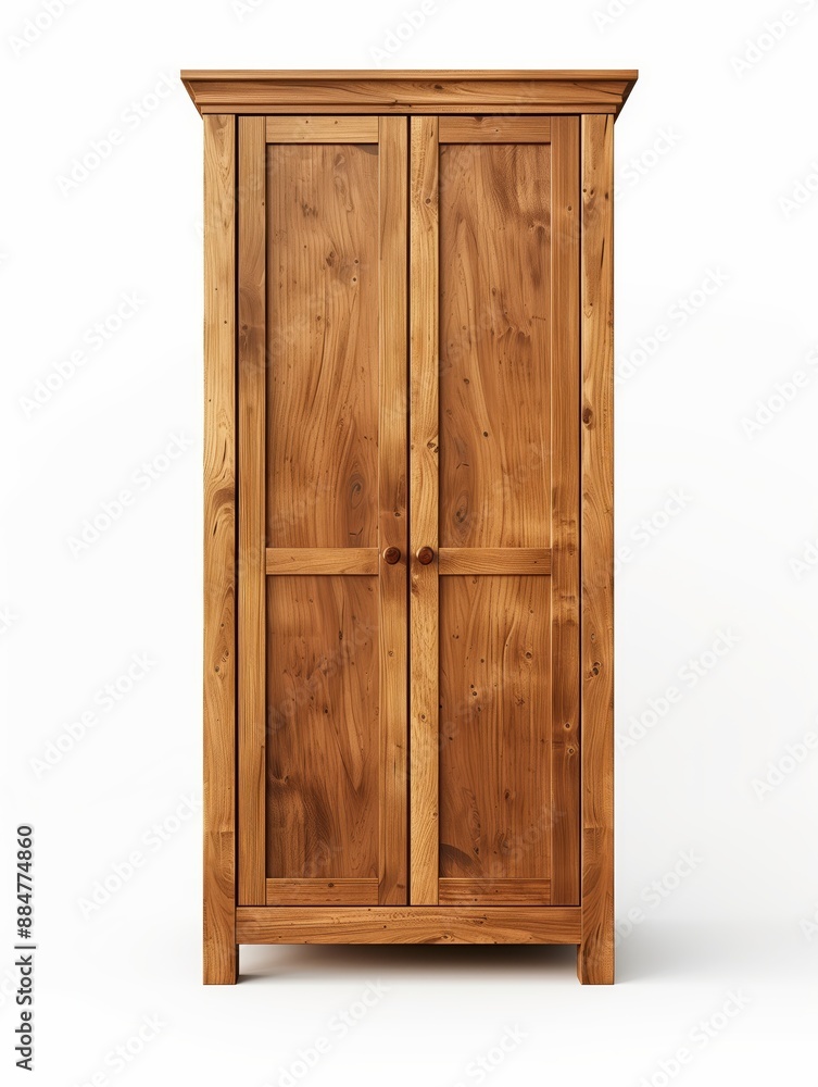 Rustic wooden wardrobe with intricate grain patterns, dual doors, handcrafted design, warm natural finish. Rustic wooden wardrobe with intricate grain patterns, dual doors, handcrafted design, warm natural finish.