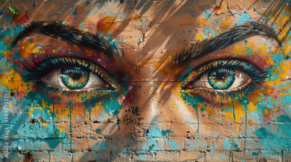 Woman eyes portrait graffiti art Woman eyes portrait graffiti art