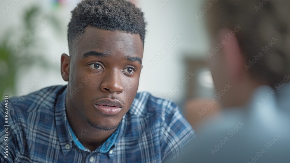 portrait of a young man having a meaningful discussion in a comfortable interior environment. portrait of a young man having a meaningful discussion in a comfortable interior environment.