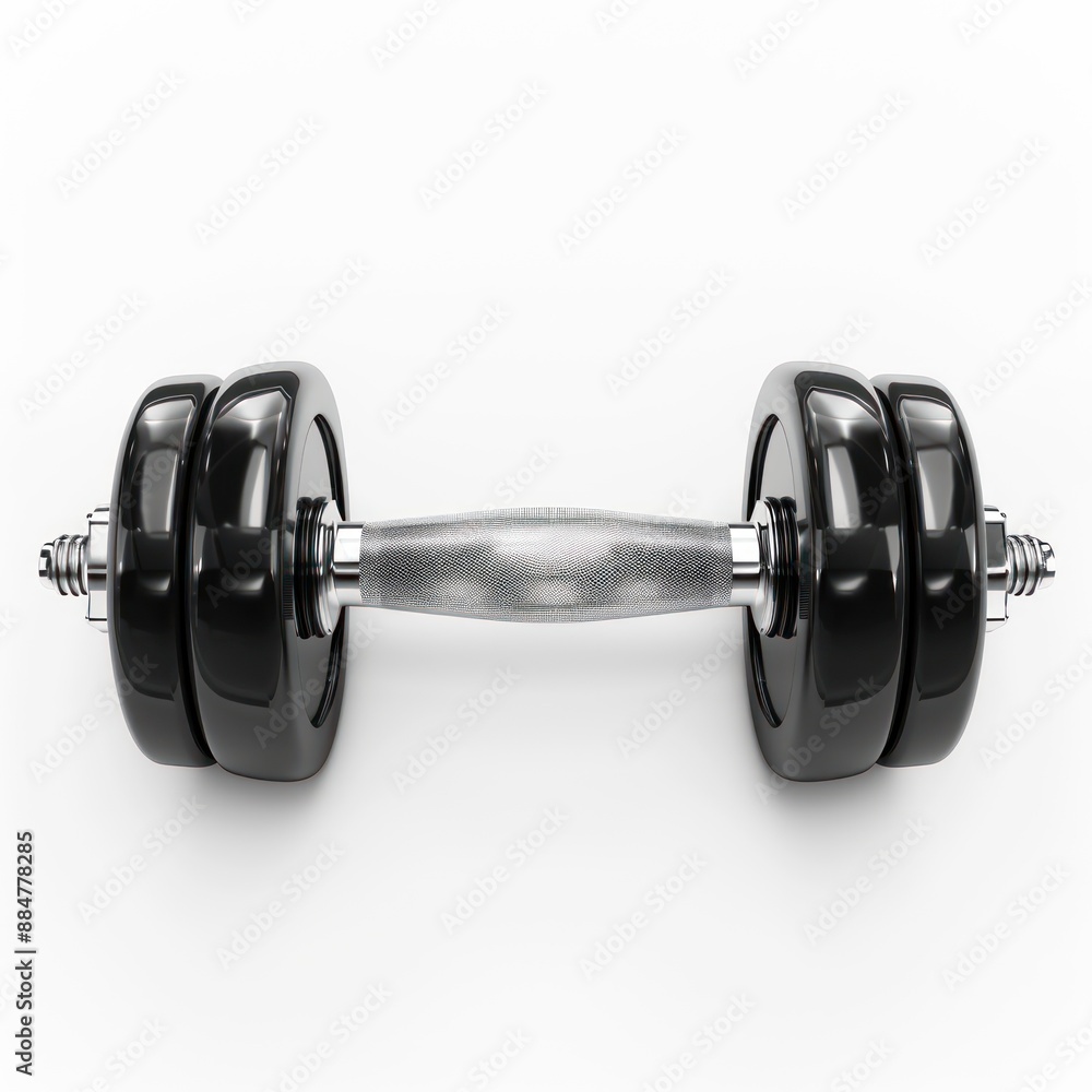 Black Dumbbell on White Background Black Dumbbell on White Background