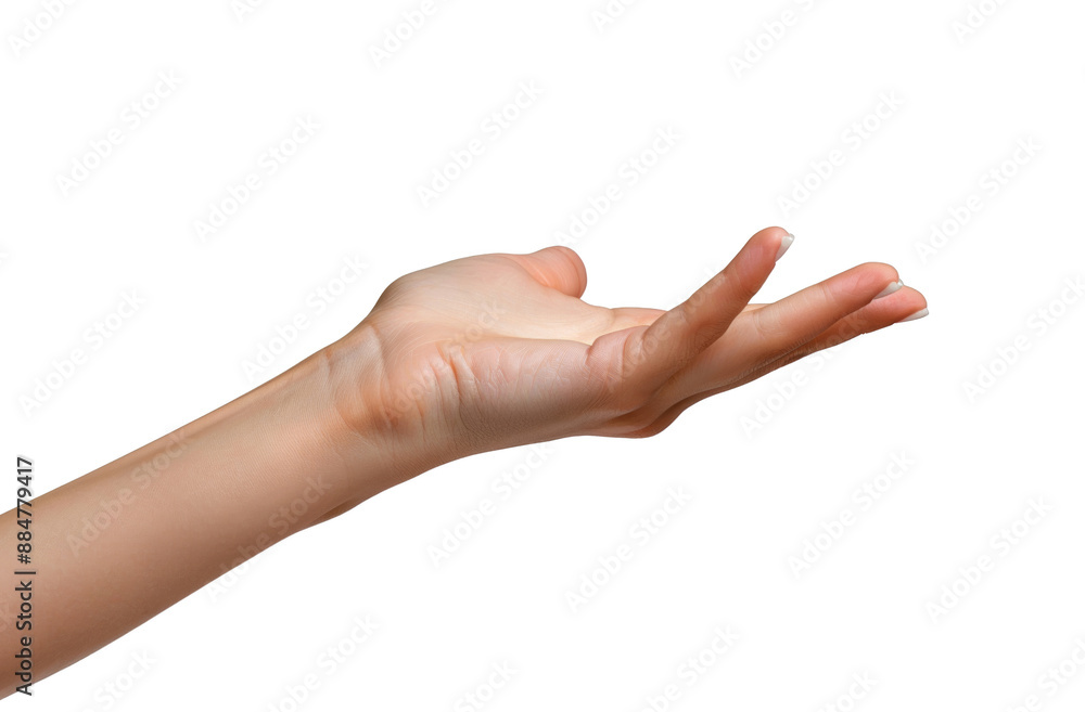 A hand is shown in a white background, with the fingers spread wide open A hand is shown in a white background, with the fingers spread wide open