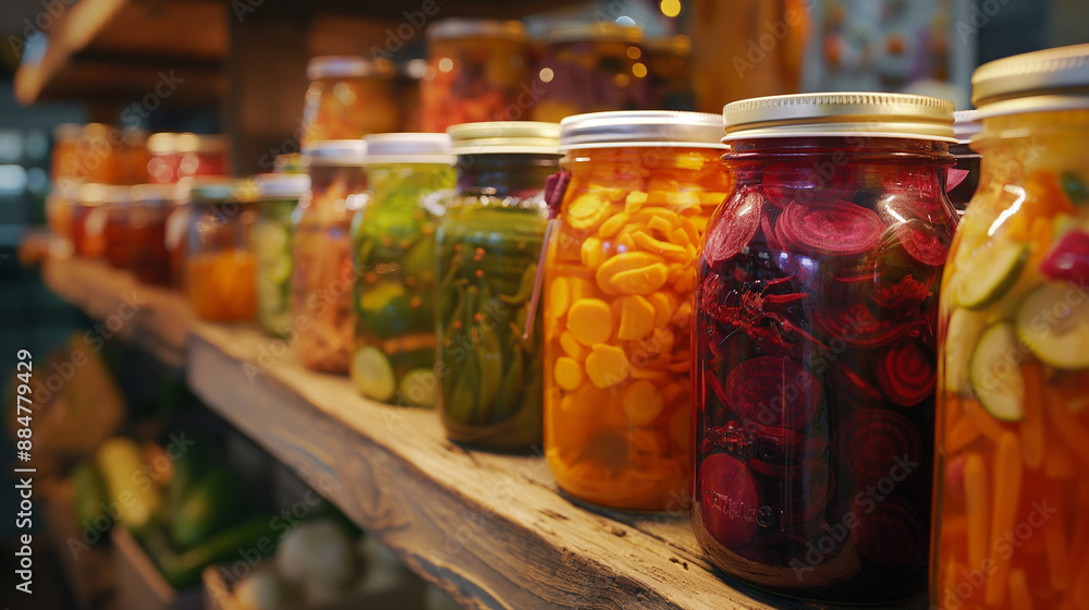 Pickled Vegetables Jars of colorful pickled vegetables like beets, cucumbers, and carrots, showing the variety of ways to preserve and enjoy vegetab Pickled Vegetables Jars of colorful pickled vegetables like beets, cucumbers, and carrots, showing the variety of ways to preserve and enjoy vegetab