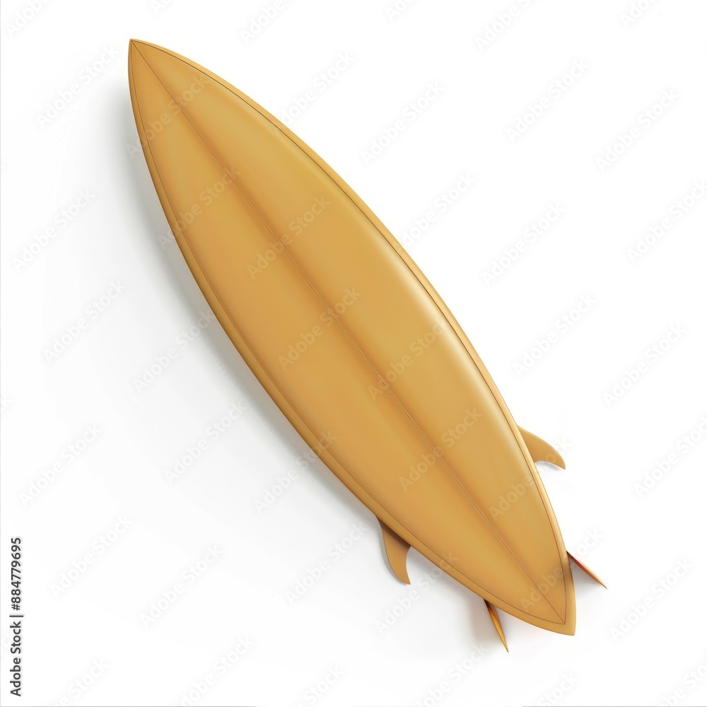 Golden Surfboard on White Background Golden Surfboard on White Background