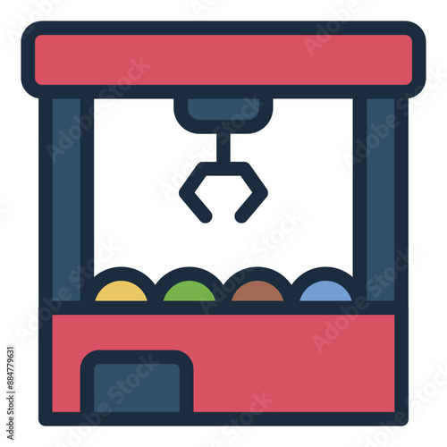 Claw machine icon with a classic retro arcade style.