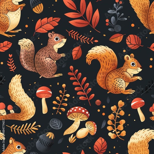 Autumnal Woodland Symphony of Squirrels and Nature