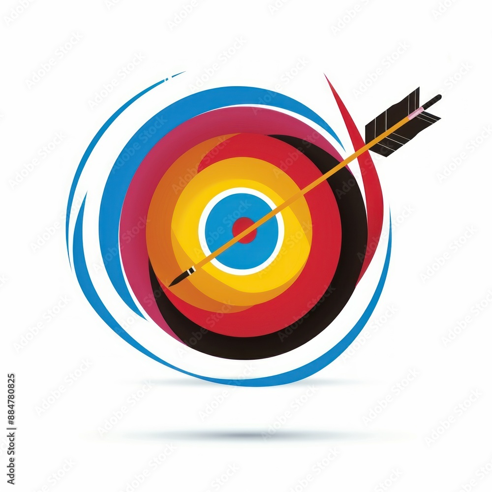 Bullseye: Arrow Hits the Center of a Colorful Target Bullseye: Arrow Hits the Center of a Colorful Target