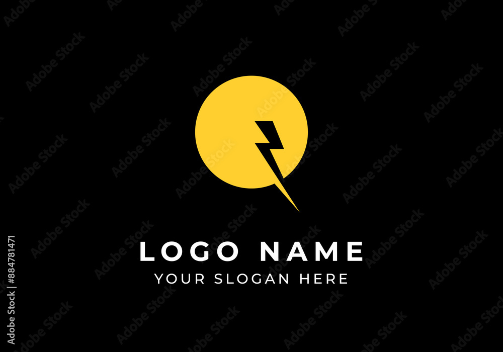 Logo Sun Energy, electricity and flash symbol. Logo solar panels Minimalsit with yellow color. Editable file Logo Sun Energy, electricity and flash symbol. Logo solar panels Minimalsit with yellow color. Editable file