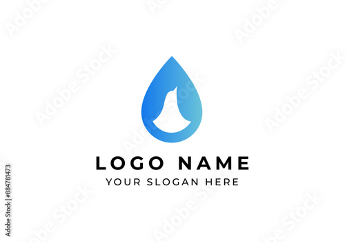 Logo Water drop and Bird head, Logo Purify water and fresh concept. Editable file