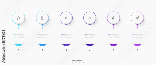 Vector Infographic label design template with icons and 6 options or steps. Can be used for process diagram, presentations, workflow layout, banner, flow chart, info graph.