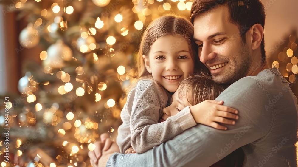 Family Embracing Near Christmas Tree Family Embracing Near Christmas Tree