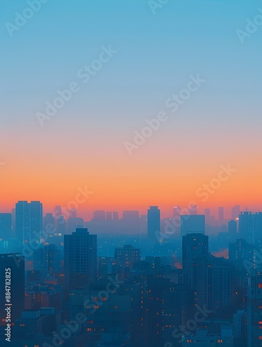 Wallpaper Mural Serene Sunrise Cityscape with Geometric Shapes and Calming Color Palette Torontodigital.ca