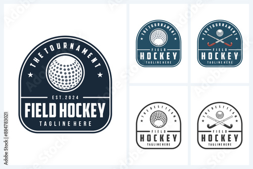 Field hockey logo sport design template, field hockey emblem vector, hockey tournament badge logo design vector illustration