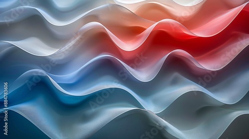 Abstract Wavy Fabric Texture in Blue, Red and White