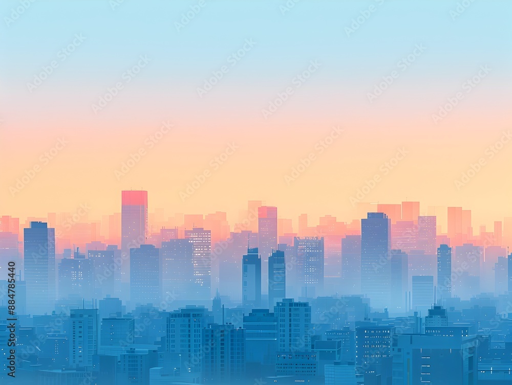 Minimalist Digital Artwork of a Serene Cityscape at Sunrise with Geometric Shapes and Calming Color Palette Minimalist Digital Artwork of a Serene Cityscape at Sunrise with Geometric Shapes and Calming Color Palette
