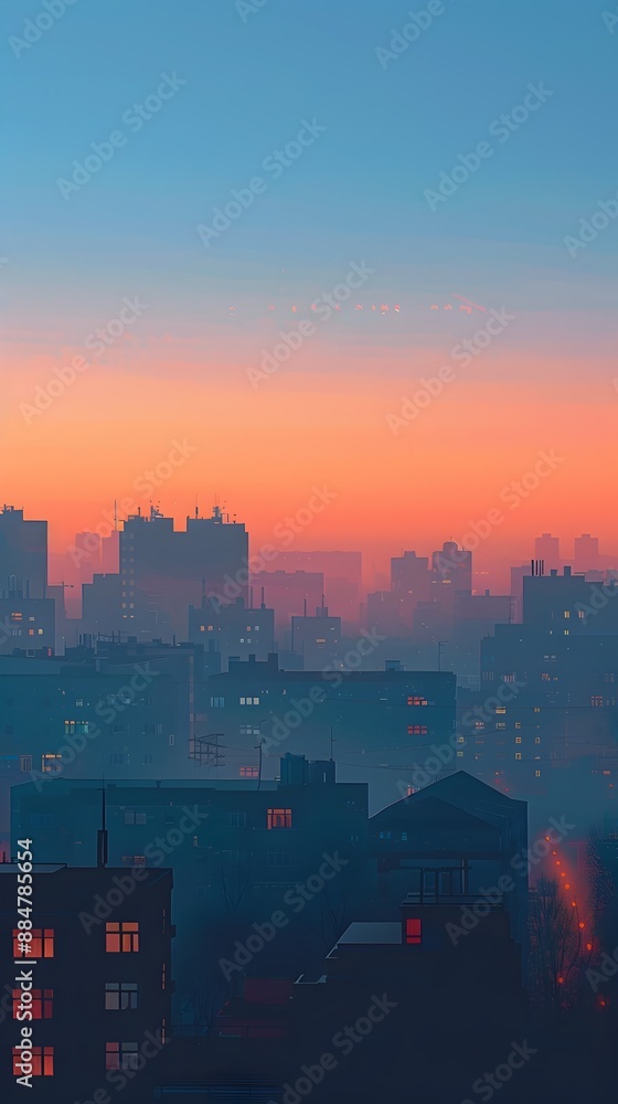 Minimalist Digital Cityscape at Serene Sunrise with Geometric Shapes and Muted Color Palette Minimalist Digital Cityscape at Serene Sunrise with Geometric Shapes and Muted Color Palette